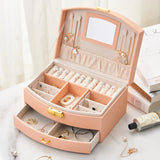 Leather Jewelry Box Travel Organizer with Mirror