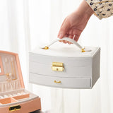 Leather Jewelry Box Travel Organizer with Mirror