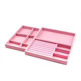Pink Velvet Suede Ring Earrings Organizer Display Stand Holder