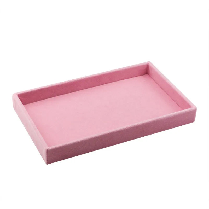 Pink Velvet Suede Ring Earrings Organizer Display Stand Holder