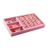 Pink Velvet Suede Ring Earrings Organizer Display Stand Holder