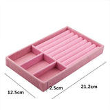 Pink Velvet Suede Ring Earrings Organizer Display Stand Holder