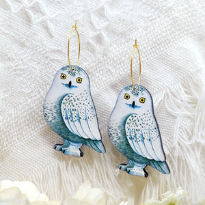 Wooden Peace Bird Earrings with Brass Hooks Jewelry Gift