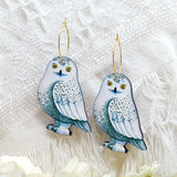 Wooden Peace Bird Earrings with Brass Hooks Jewelry Gift