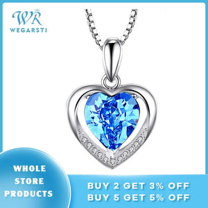 Hot Pink Love Heart Pendant Necklace Birthstone Jewelry