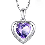 Hot Pink Love Heart Pendant Necklace Birthstone Jewelry