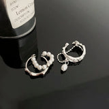 925 Silver Pearl Chain Resizable Opening Ring For Women