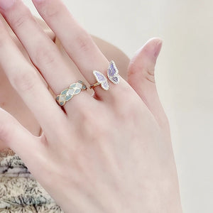 925 Silver Princess Butterfly Pearl Zircon Ring