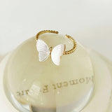 925 Silver Princess Butterfly Pearl Zircon Ring