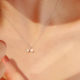 925 Silver Zircon Pearl Cherry Necklace for Women Party Gift