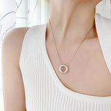 925 Silver Art Circle Pendant Necklace for Women