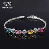 WEGARASTI Silver 925 Gemstone Women Bracelet Wedding Gift