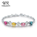 WEGARASTI Silver 925 Gemstone Women Bracelet Wedding Gift