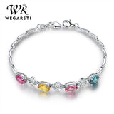 WEGARASTI Silver 925 Gemstone Women Bracelet Wedding Gift