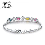 WEGARASTI Silver 925 Gemstone Women Bracelet Wedding Gift