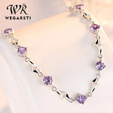 WEGARASTI Amethyst 925 Silver Wedding Bracelet for Women