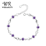 WEGARASTI Amethyst 925 Silver Wedding Bracelet for Women