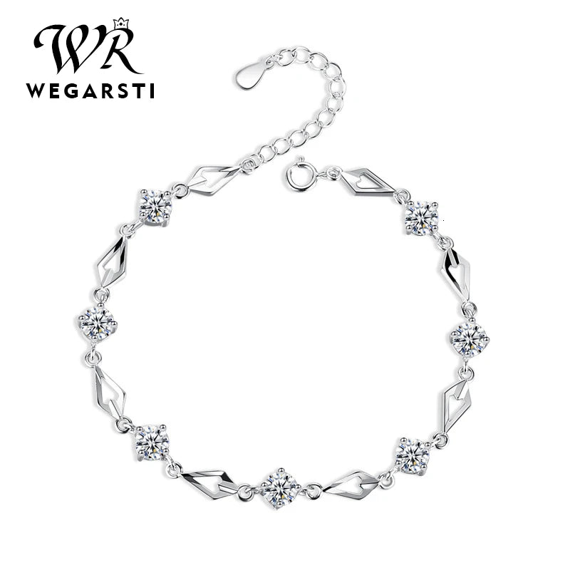 WEGARASTI Amethyst 925 Silver Wedding Bracelet for Women