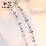WEGARASTI Amethyst 925 Silver Wedding Bracelet for Women