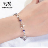 925 Silver Amethyst Heart Women Bracelet