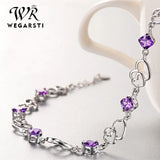 925 Silver Amethyst Heart Women Bracelet