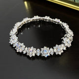 925 Flower Crystal Bracelet - Sterling Silver Gemstone Jewelry