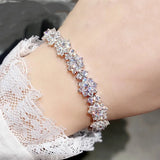 925 Flower Crystal Bracelet - Sterling Silver Gemstone Jewelry