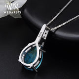 WEGARASTI Silver Necklace Pendent Women Aquamarine Water Drop Hot Silver Jewelry