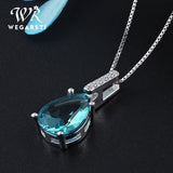 WEGARASTI Silver Necklace Pendent Women Aquamarine Water Drop Hot Silver Jewelry