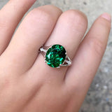 Emerald Zircon Silver Ring for Women - Fine Jewelry