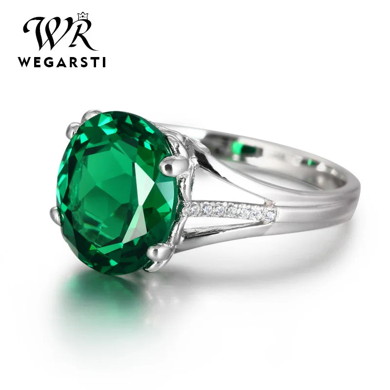 Emerald Zircon Silver Ring for Women - Fine Jewelry