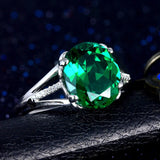 Emerald Zircon Silver Ring for Women - Fine Jewelry