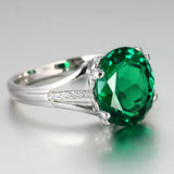 Emerald Zircon Silver Ring for Women - Fine Jewelry