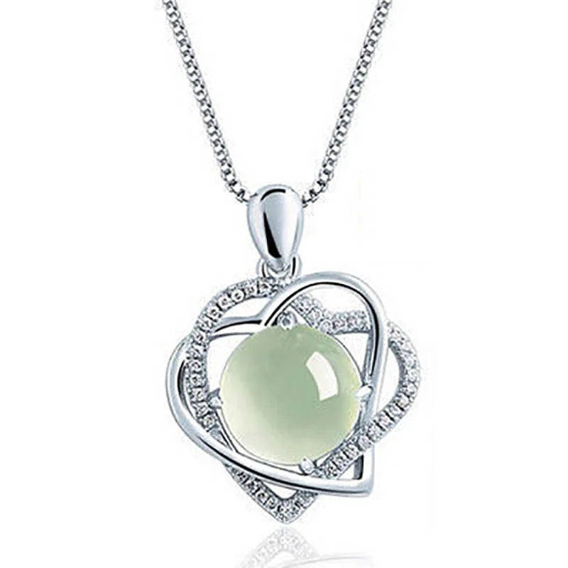 6-Color Silver Heart Charm Pendant Necklaces for Women