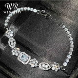 925 Silver Zirconia Square Bracelet Women Valentines Wedding Jewelry