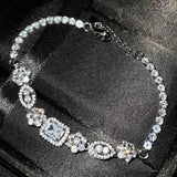 925 Silver Zirconia Square Bracelet Women Valentines Wedding Jewelry