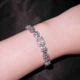 925 Silver Zirconia Square Bracelet Women Valentines Wedding Jewelry