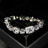 925 Silver Zirconia Square Bracelet Women Valentines Wedding Jewelry
