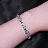 925 Silver Zirconia Square Bracelet Women Valentines Wedding Jewelry