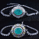 925 Sterling Silver Oval Gemstone Bracelet for Party