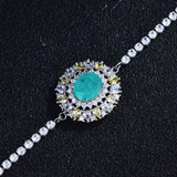 925 Sterling Silver Oval Gemstone Bracelet for Party