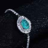 925 Sterling Silver Oval Gemstone Bracelet for Party