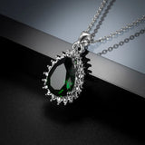 Green CZ Silver Pendant Necklace 925 Sterling Silver Choker Statement Necklace