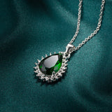 Green CZ Silver Pendant Necklace 925 Sterling Silver Choker Statement Necklace