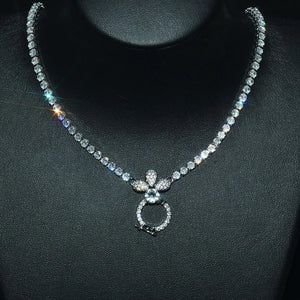 Sparkling Zircon Necklace Chain Link For Women Jewelry