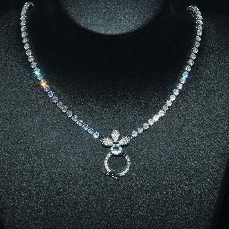 Sparkling Zircon Necklace Chain Link For Women Jewelry