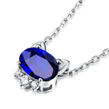 Hot Silver Cut Cat Sapphire Jewelry Pendant Necklaces For Sweet Girls