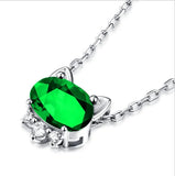 Hot Silver Cut Cat Sapphire Jewelry Pendant Necklaces For Sweet Girls