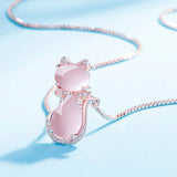 Silver Rose Quartz Pendant Necklaces For Women