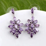925 Silver Created Ruby Sapphire Drop Earrings Women Fine Jewelry
